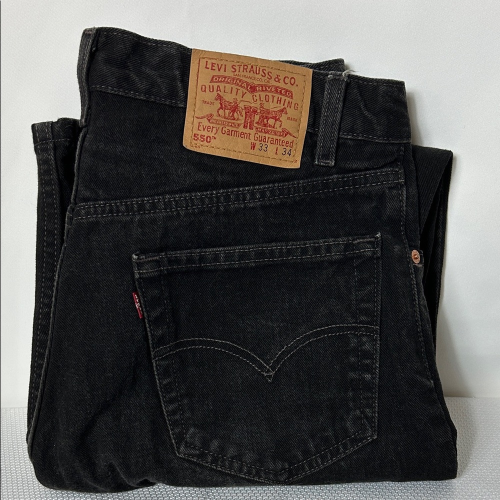 Vintage Levi’s 550 Relaxed Fit W33 L34 Black Jeans Red Tag Denim Pants